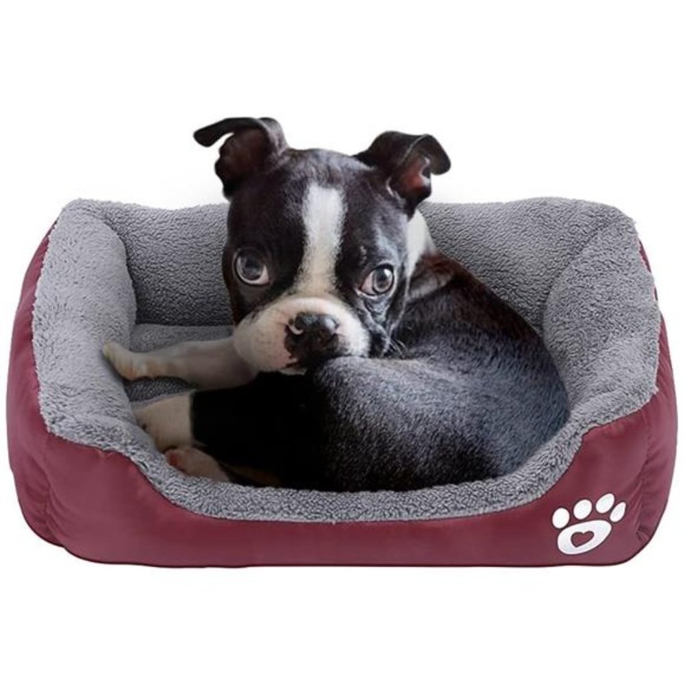Dog and Cat Bed Mattress Washable Pads Room Waterproof Bottom-Wine Red